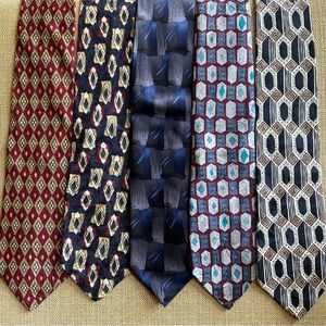 Vintage Modern Print Designer Ties, Lot of 5 ties
